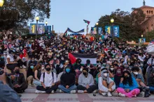 Students at UCLA protest in large numbers against Israel's genocide in Gaza.
