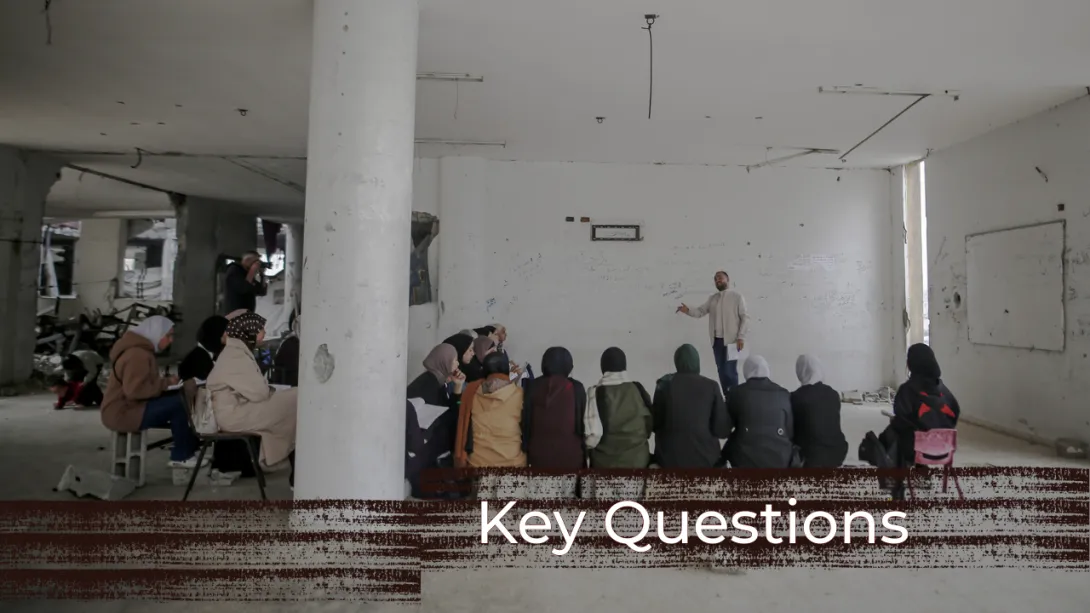 High school students continue their education in a classroom heavily damaged by Israel's genocidal war on Gaza.