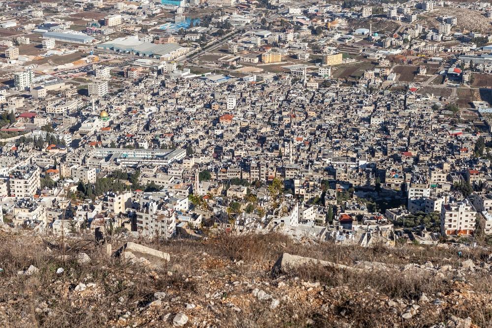 Aerial view of the Balata refugee camp in the West Bank city of Nablus.