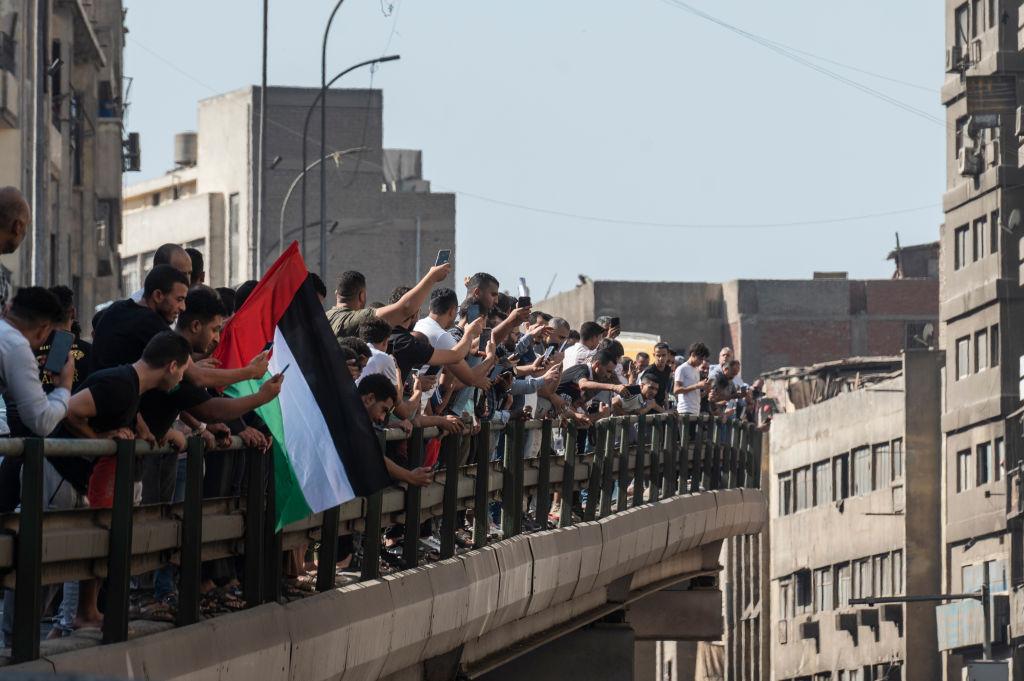 Egyptians protest in Cairo rally headed to Tahrir Square in support of Palestinians and against Israel's genocide in Gaza.