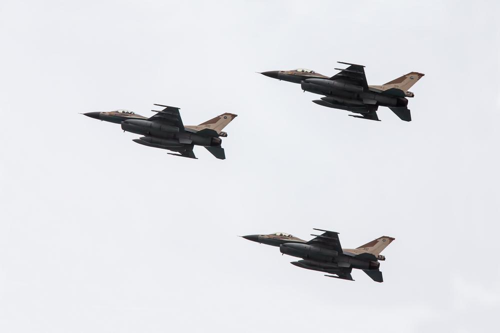 F-16 fighter jets, provided to the Israeli military through US Foreign Military Financing (FMF).