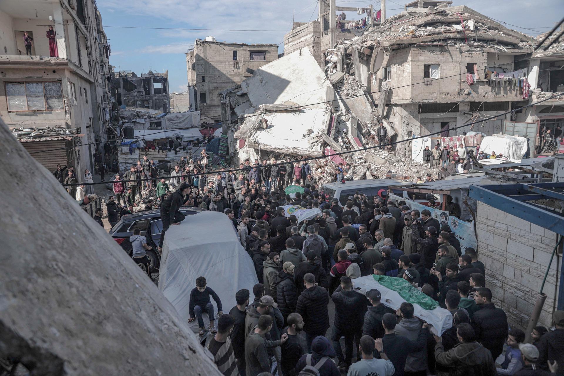 Funeral procession for Ra'id Saad and other Hamas Qassam Brigades commanders assassinated by Israel. Al-Shati Refugee Camp. December 14, 2025.