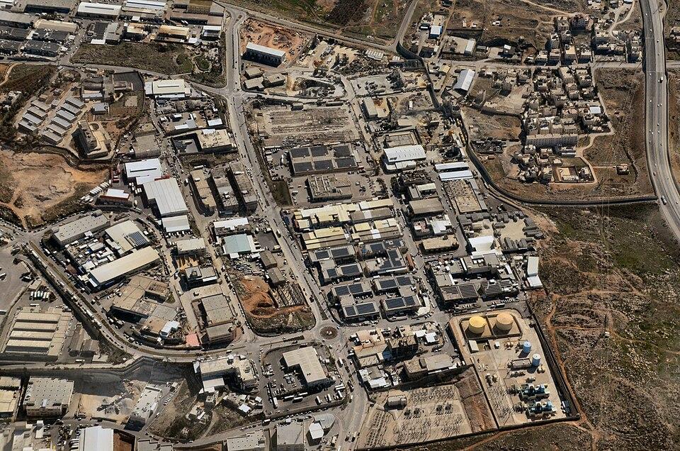 Aerial view of the Atarot Industrial Zone built on stolen Palestinian land.
