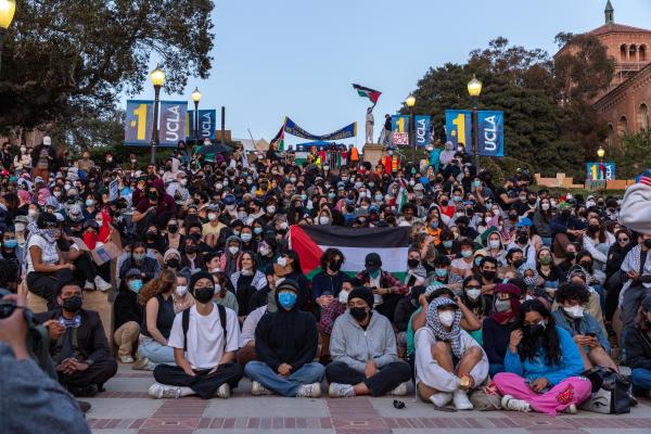 Students at UCLA protest in large numbers against Israel's genocide in Gaza.