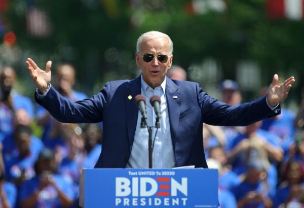 Joe Biden speaks at a campaign rally in Philadelphia, 2019.