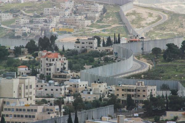 Israel's apartheid wall separating the Ras al-Amud neighborhood of occupied East Jerusalem from Abu Dis, a Palestinian town in the West Bank's Jerusalem governorate.