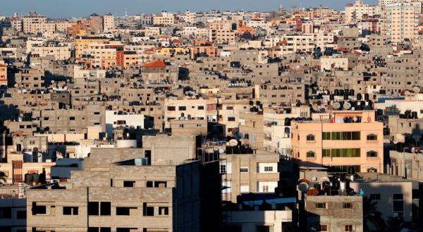 View of buildings in Gaza City, 2017.