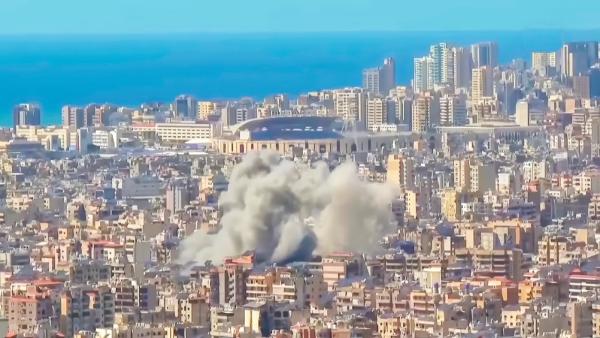Aerial view of an Israeli bombing of Beirut, Lebanon. April 9, 2026.