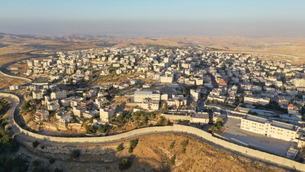 View of the West Bank village of Anata, surrounded by Israel's apartheid wall.