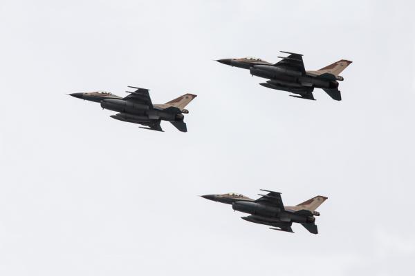 F-16 fighter jets, provided to the Israeli military through US Foreign Military Financing (FMF).