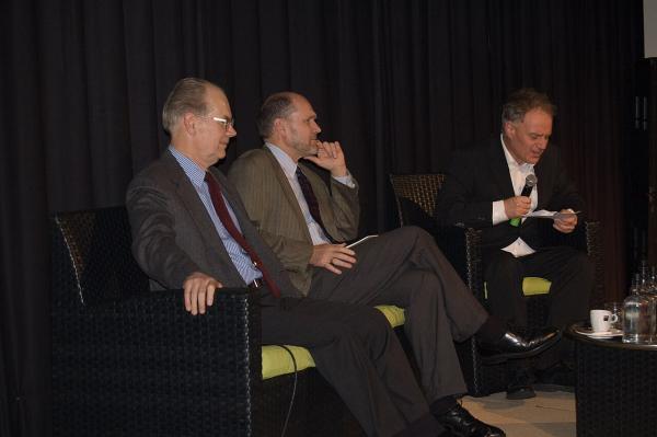John Mearsheimer and Stephen Walt speak at an event in Amsterdam in 2007.