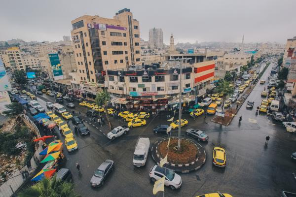 Roundabout in a busy area of Hebron.