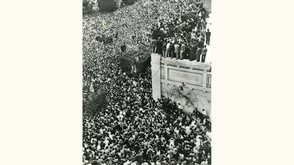 A massive crowd protests in Cairo against UN Resolution 181, the UN Partition Plan for Palestine (1947).